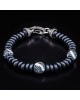 William Henry Night Dive Sterling Silver Onyx & Fossilized Coral Bead Bracelet